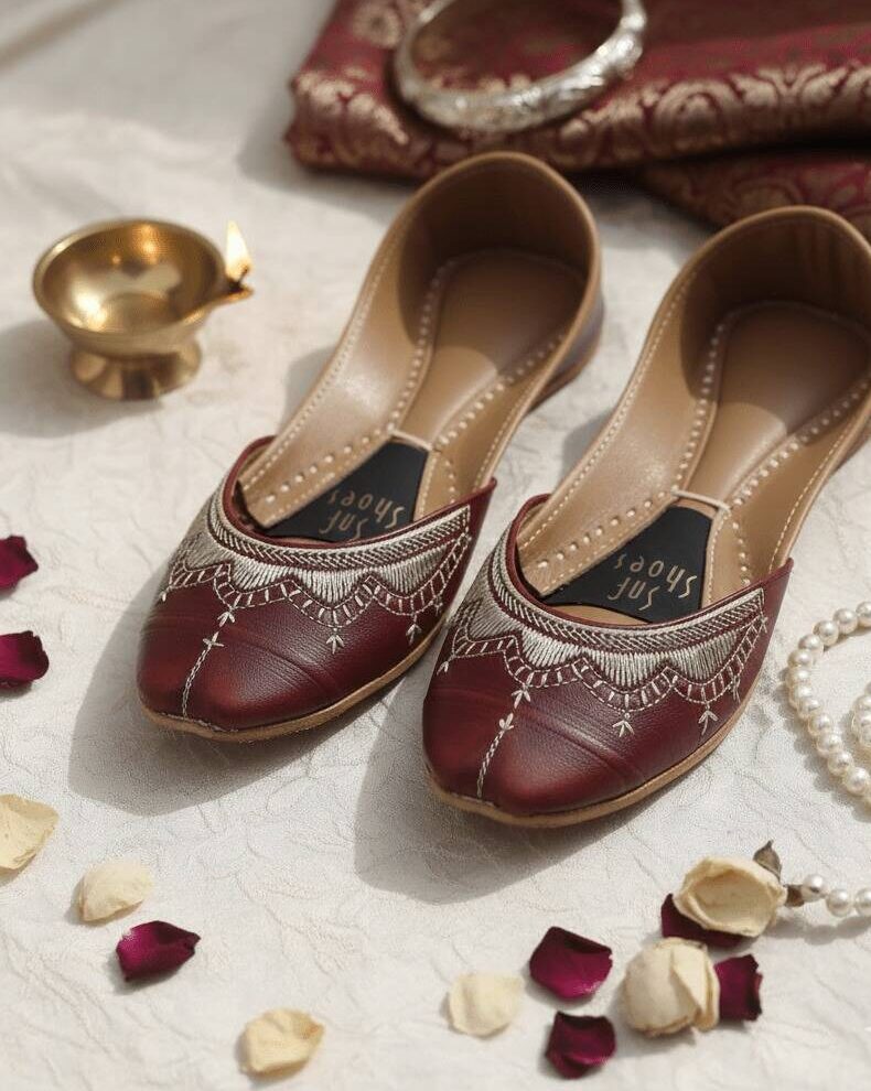 Maroon Khussa With Golden Zari For Her Maroon Khussa With Golden Zari For Her