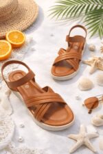 mustard sandal flats for her
