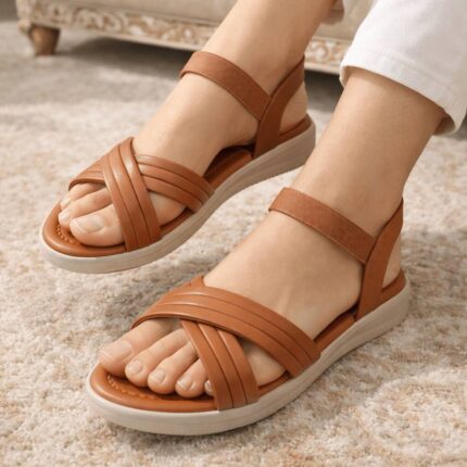 mustard sandal flats for her