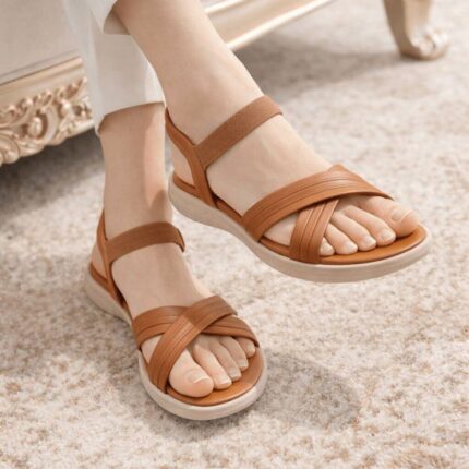 mustard sandal flats for her