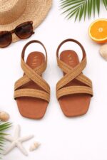 brown sandals flats for her