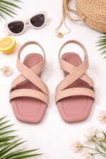 pink flats sandal for her