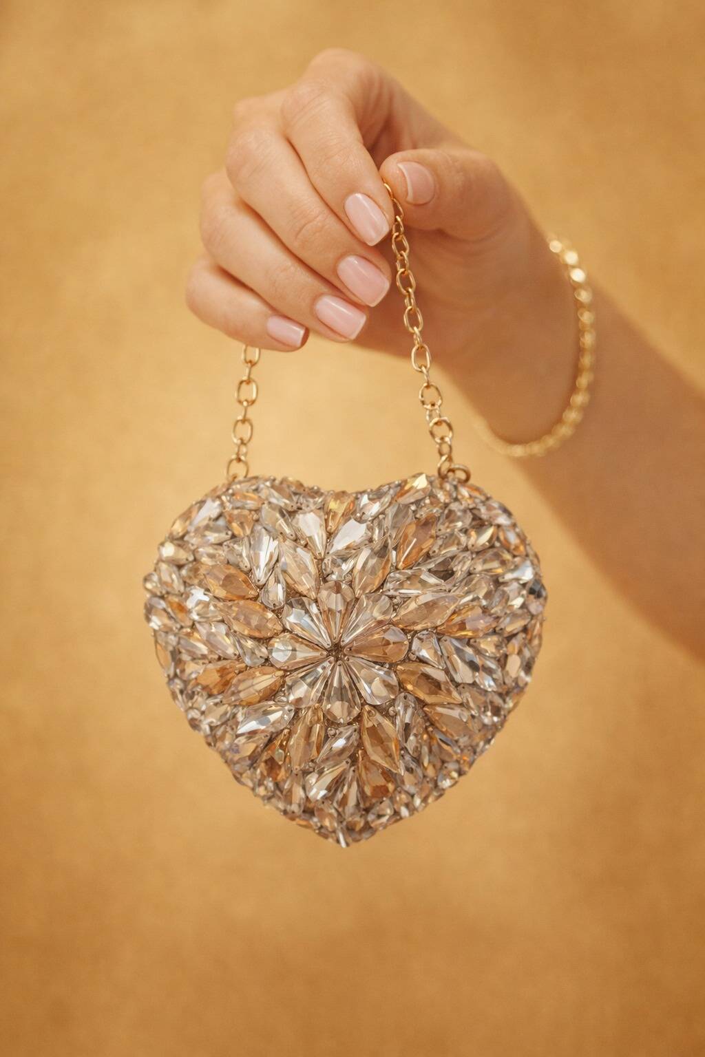 Everglow Heart Mini Clutch In Golden And Silver Everglow Heart Mini Clutch In Golden And Silver