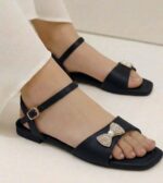 Black Sandal Flats For Her