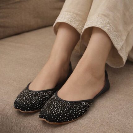 Black Glitter Khussa For Her