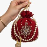 Maroon Potli With Flower Embroidery For Her