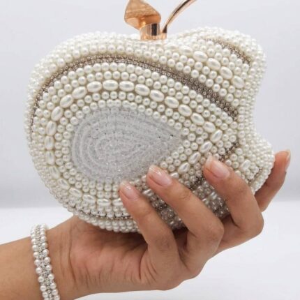 The Glace Apple White Pearl Clutch For Her-Cl-217