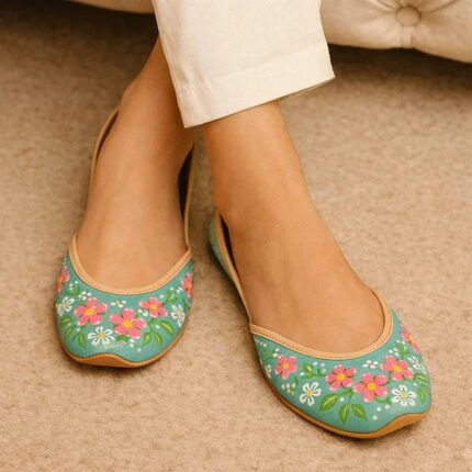 Azure Bloom Khussa Hand Painted For Her-2533