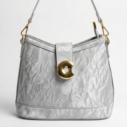 Silver Bag For Her With Long Belt
