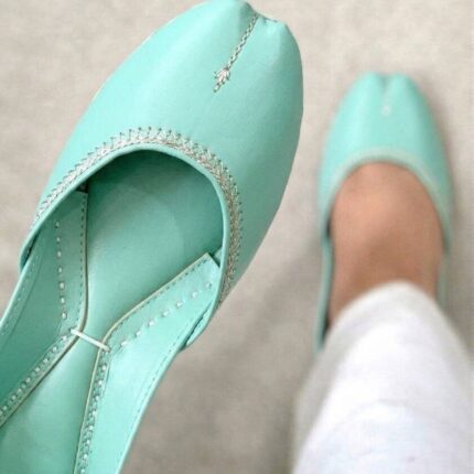 Casual sea green Khussa For Her