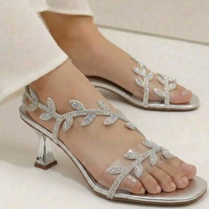 Leaf Heels In Silver