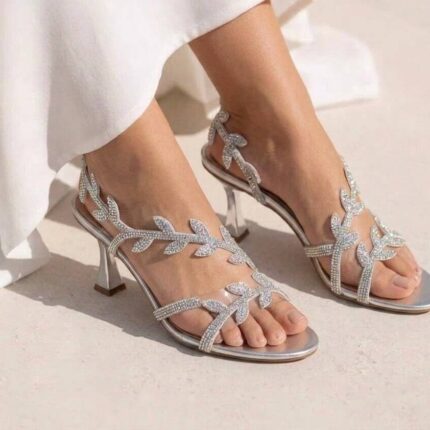 Leaf Heels In Silver