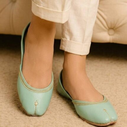 Casual sea green Khussa For Her