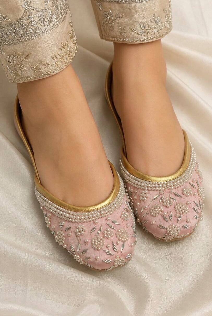 Silver Lining Pastel Pink khussa For Her