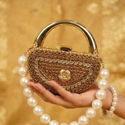 The Shahi Crescent Golden Clutch For Her