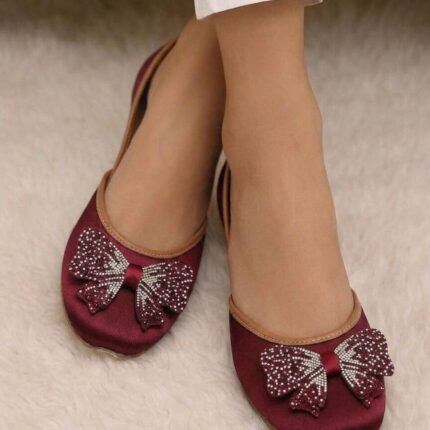 Maroon Khussa With Black Bow For Her-2504 Green Khussa With Black Bow For Her-2504