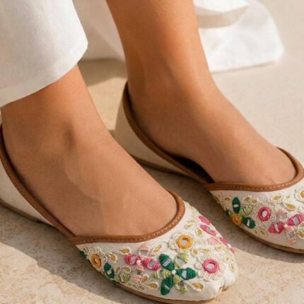 White Jutti With Multi Thread Work-2542
