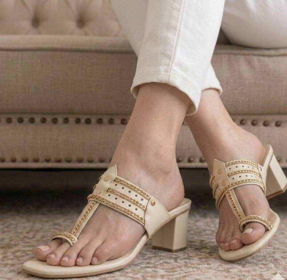 Espresso Beige Kolapuri Heels For Her-7271