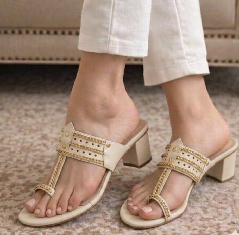 Espresso Beige Kolapuri Heels For Her-7271