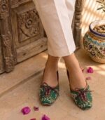 Laceup Dark Green Khussa For Her