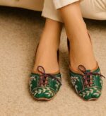 Laceup Dark Green Khussa For Her