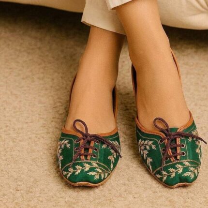 Laceup Dark Green Khussa For Her