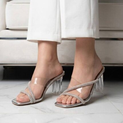 Glimmer Slide Silver Heels For her