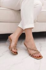 Glimmer Slide Peach Heels For Her