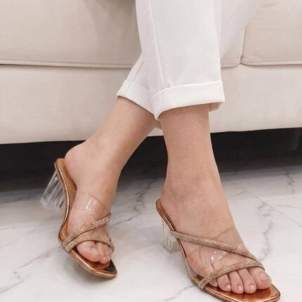Glimmer Slide Peach Heels For Her
