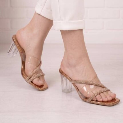 Glimmer Slide Peach Heels For Her