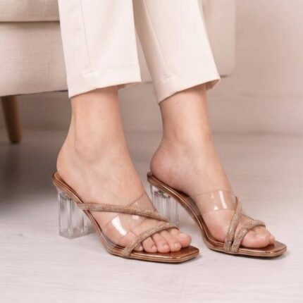 Glimmer Slide Peach Heels For Her