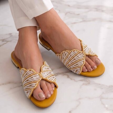 The Shell Motif Yellow Flats For Her