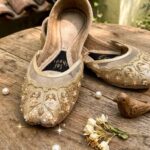 Champagne Gold Embroidered Net Jutti