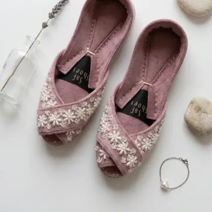 Peep Toes Velvet Women Jutti In Light Pink