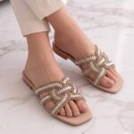Shimmer Glow Golden Flats For Women-