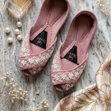 Peep Toes Velvet Women Jutti In Light Pink