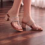 Casual Nude Pink Kolhapuri Heels For Women