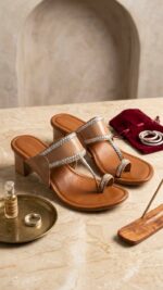 Casual Nude Pink Kolhapuri Heels For Women