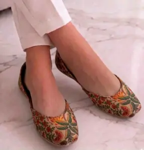 Terracotta Blossom Digital Printed Khussa For Women