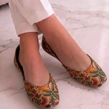 Terracotta Blossom Digital Printed Khussa For Women