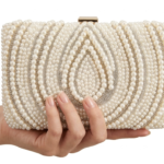 Lumina Pearl Box Clutch In White Cl-236