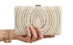 Lumina Pearl Box Clutch In White Cl-236