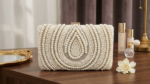 Lumina Pearl Box Clutch In White Cl-236