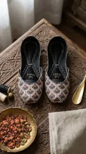 Midnight Blossom Printed Khussa For Women