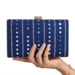 Royal Midnight Mirror Clutch In Blue