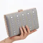 Royal Midnight Mirror Clutch In Grey