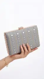 Royal Midnight Mirror Clutch In Grey