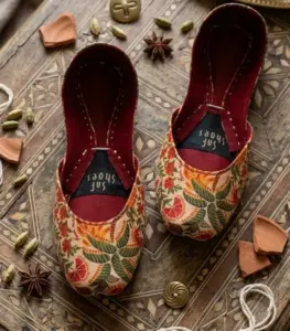 Terracotta Blossom Digital Printed Khussa For Women