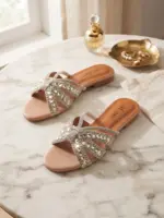 Shimmery Golden Flats For Women