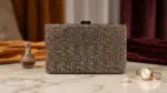 Peach Diamond Geometric Clutch For Women